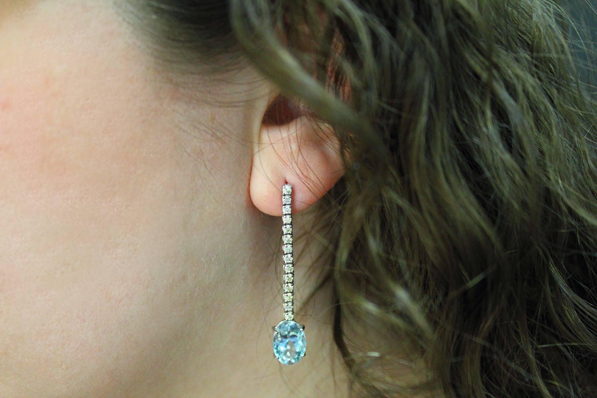 Women's Diamonds and Aquamarine Gold Earrings