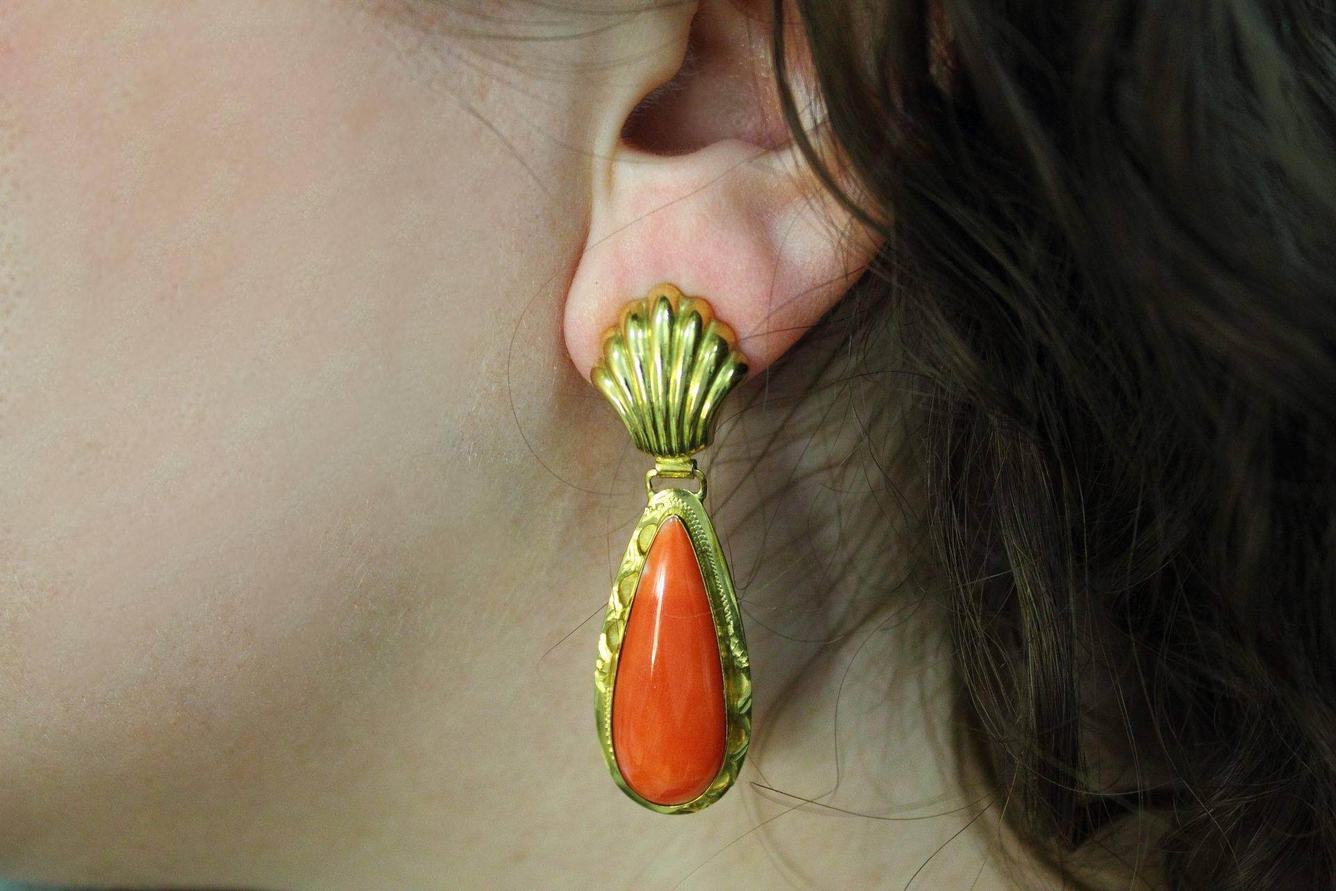 Women's Coral Gold Earrings