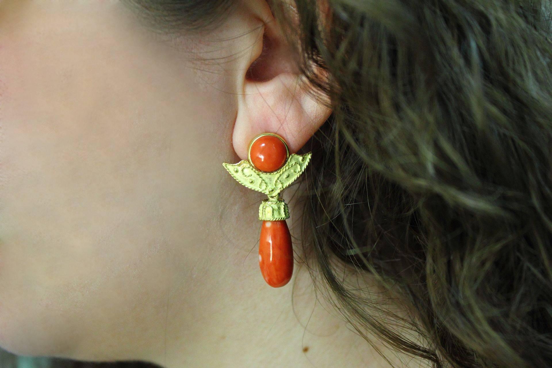 Women's Coral Gold Earrings