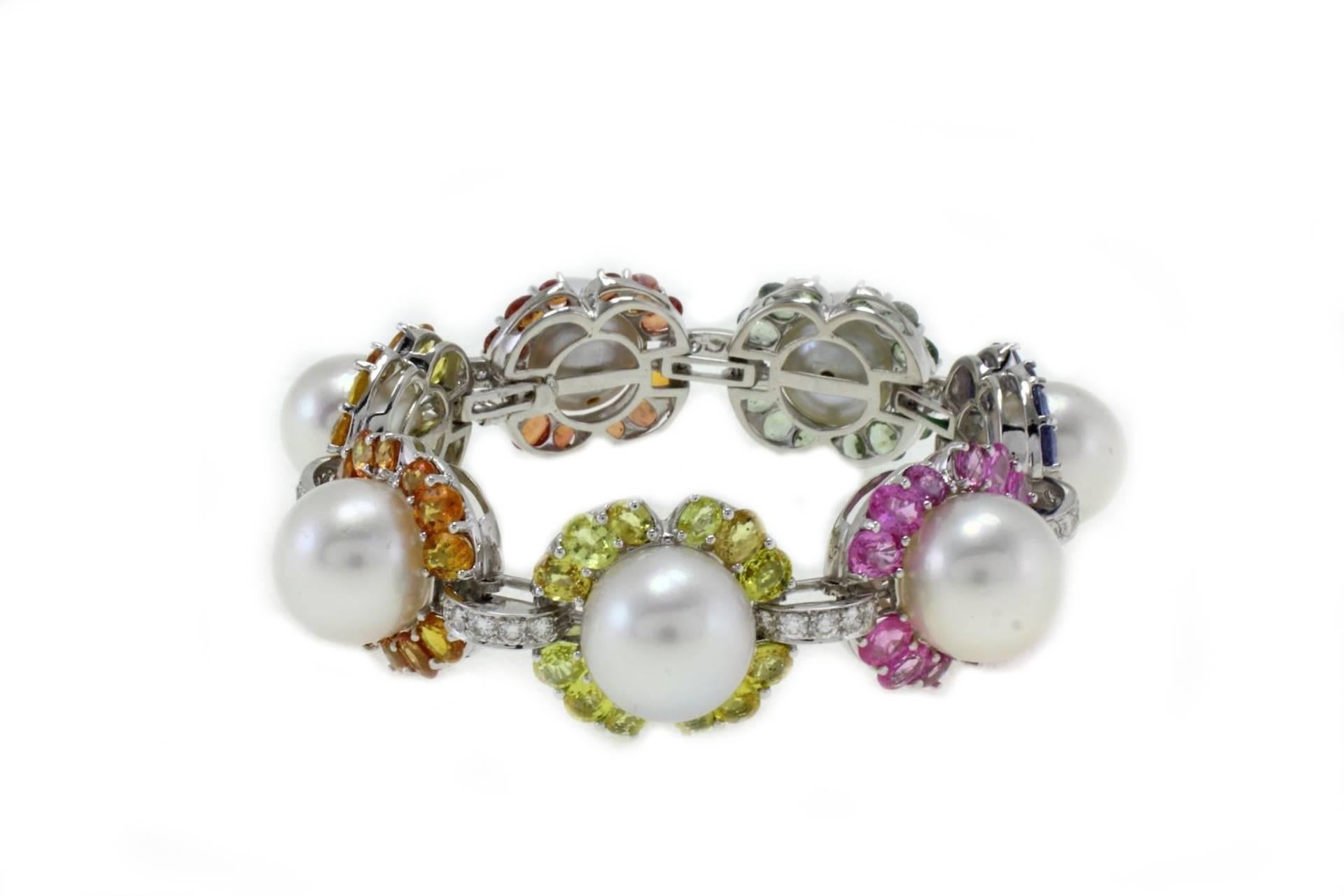 Retro Luise Multicolor Sapphires Diamonds Raimbow Bracelet