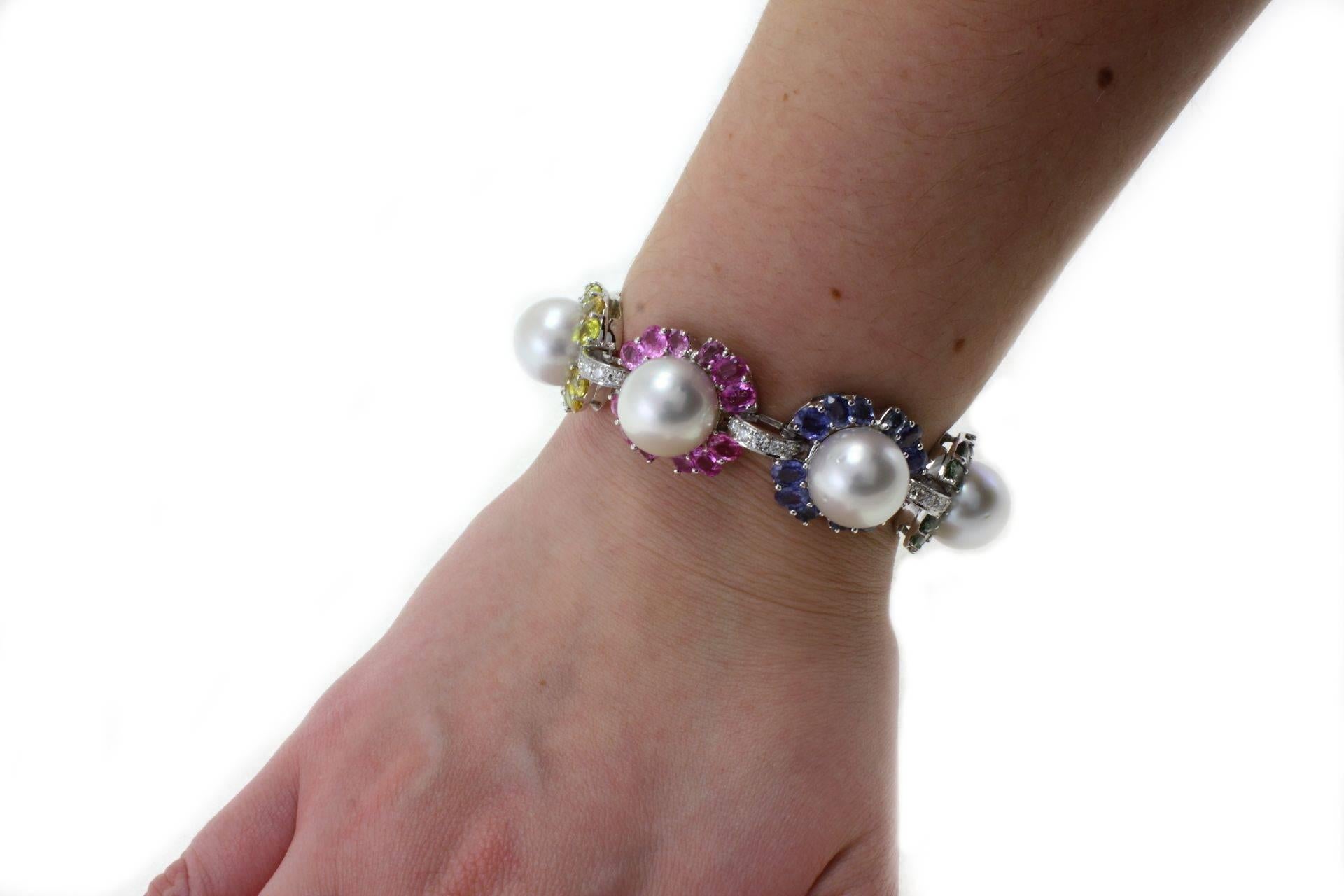 Luise Multicolor Sapphires Diamonds Raimbow Bracelet 1