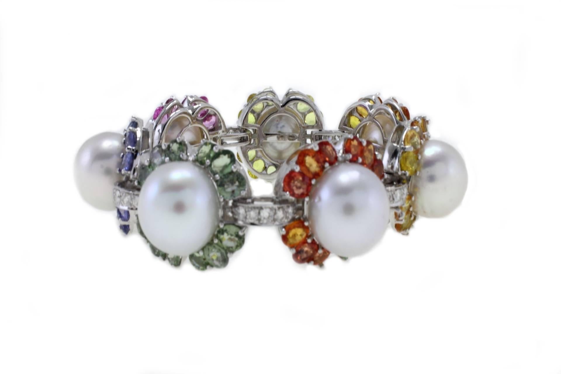 Luise Multicolor Sapphires Diamonds Raimbow Bracelet In Good Condition In Marcianise, Marcianise (CE)