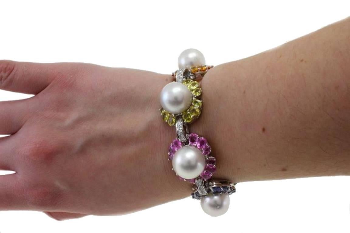 Luise Multicolor Sapphires Diamonds Raimbow Bracelet 2