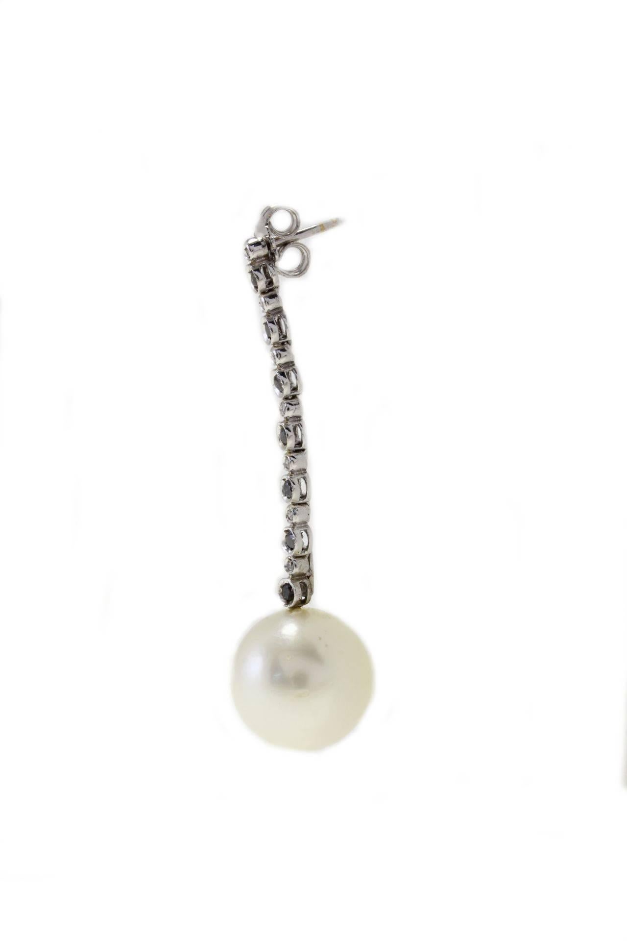 Retro Luise White and black Diamond Pearl Earrings