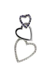 Diamond Sapphire 18 Karat White Gold Hearts Earrings