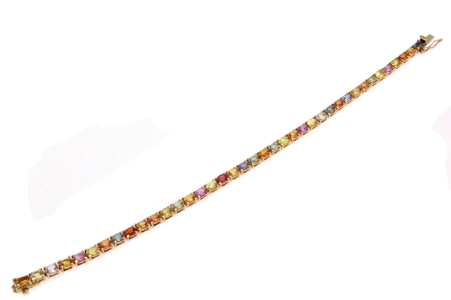 Retro Luise Multicolor Sapphires Rose Gold Bracelet