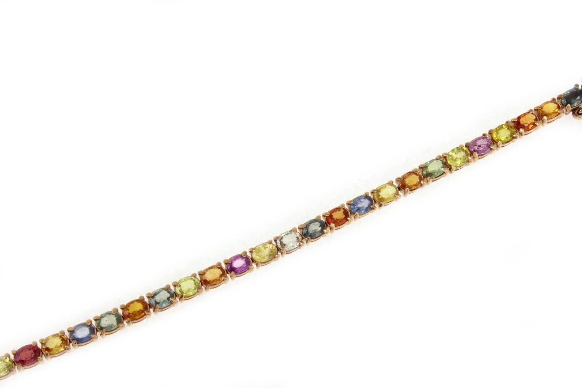 Luise Multicolor Sapphires Rose Gold Bracelet In Good Condition In Marcianise, Marcianise (CE)