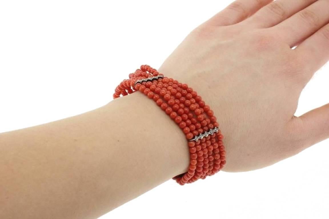 Luise Coral Gold and Silver Bracelet In Good Condition In Marcianise, Marcianise (CE)