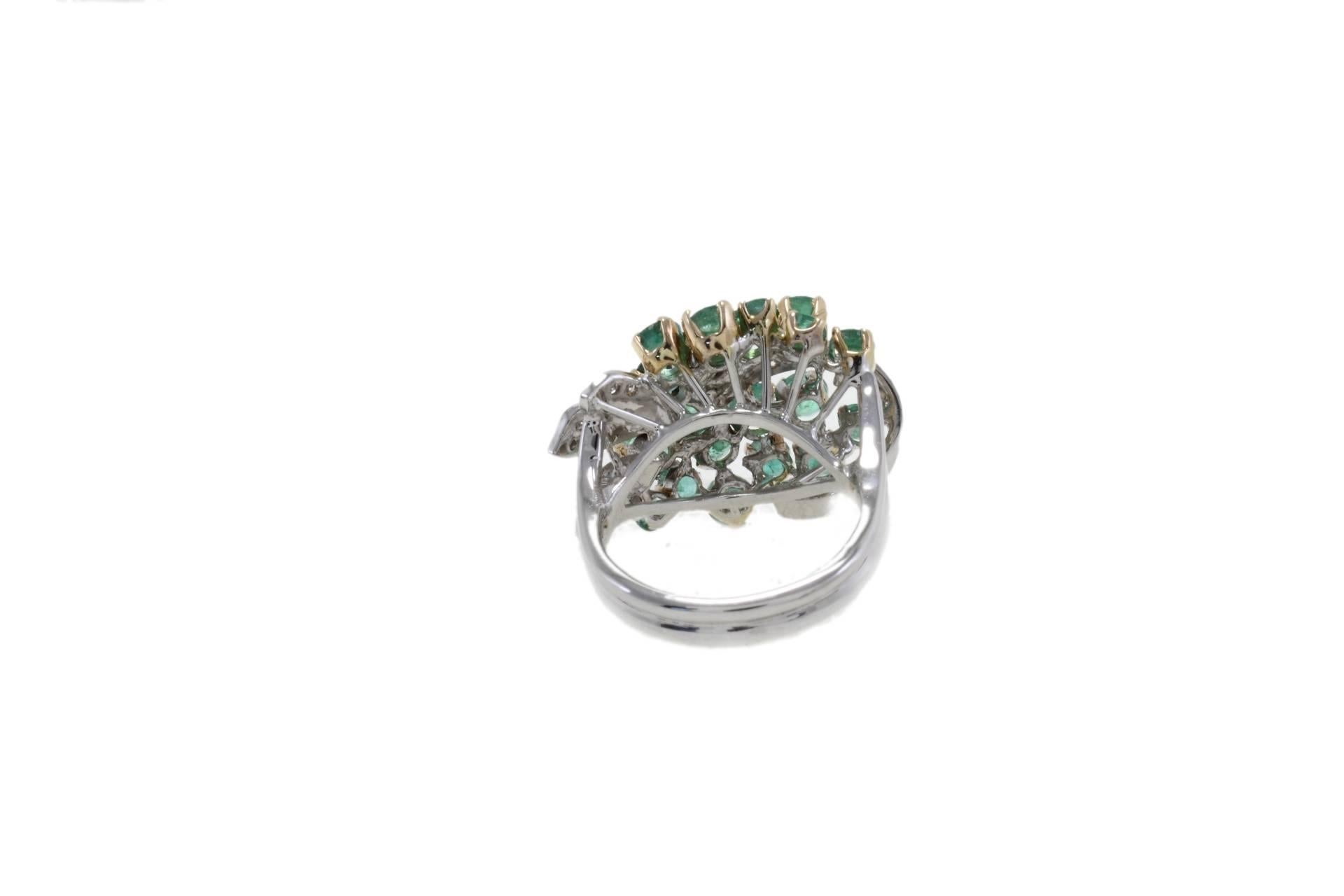 Retro Luise Diamonds Emeralds Cluster Ring