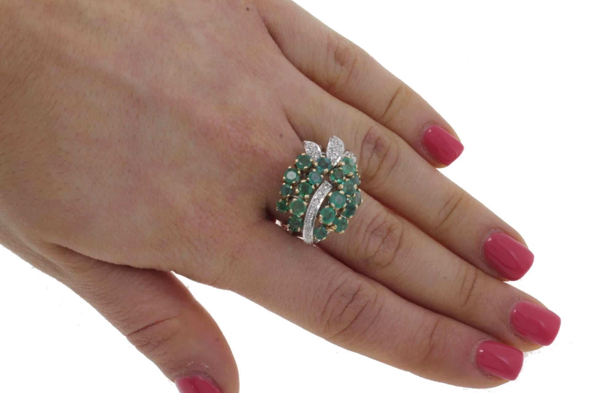 Women's Luise Diamonds Emeralds Cluster Ring