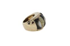 Diamanten, Tsavorit, Graue Steine Dome Goldring