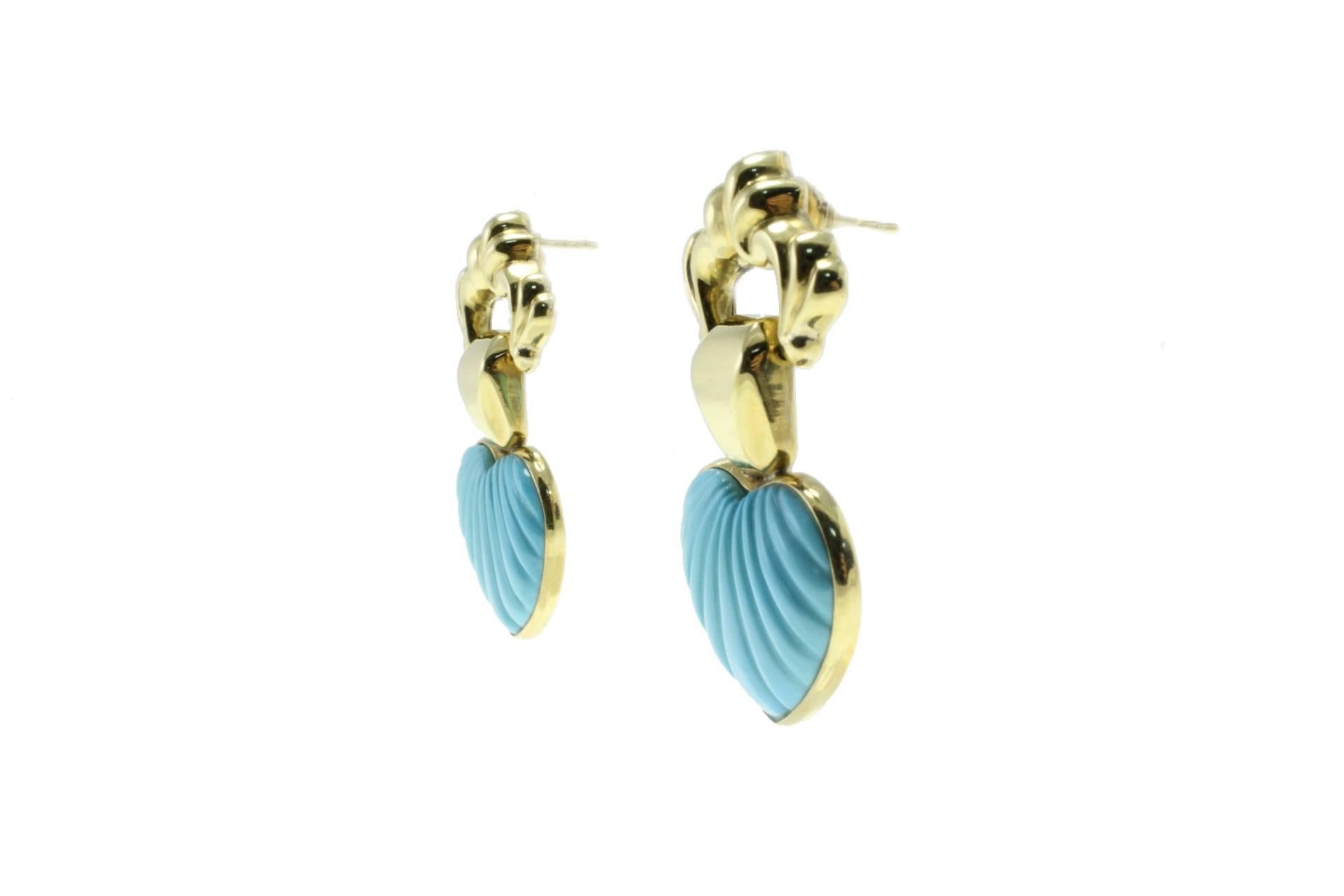 Retro Luise Turquoise Gold Dangle Earrings