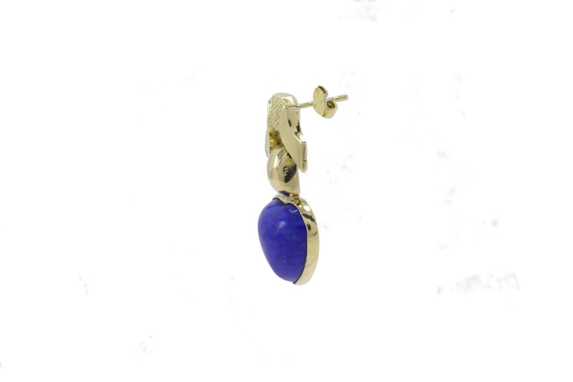 Retro Luise Lapis Gold Stud Earrings For Sale