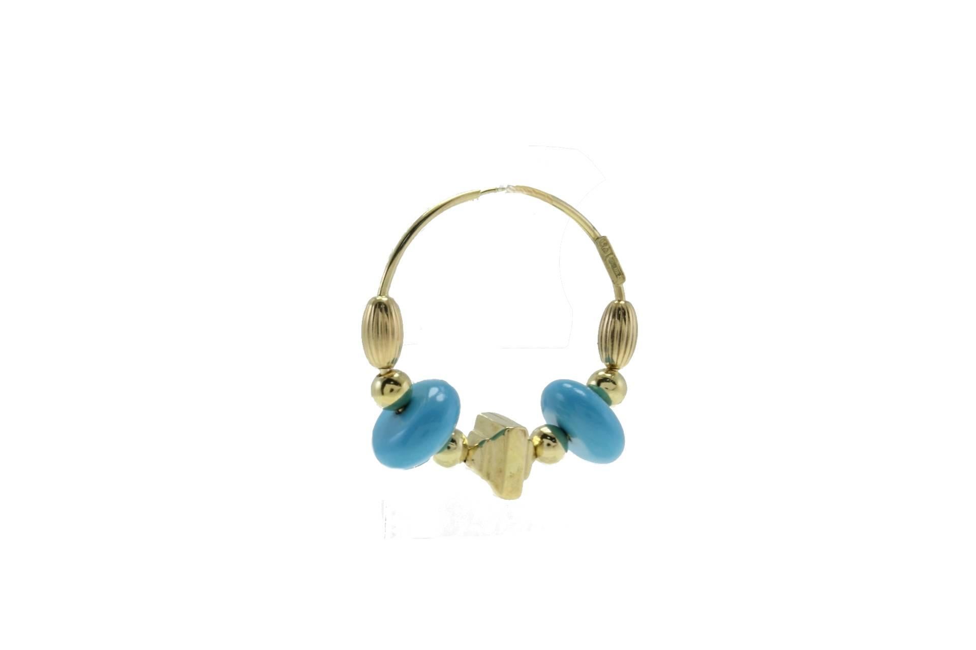 Rétro Orecchini a cerchio in oro 18 kt Stones in vendita