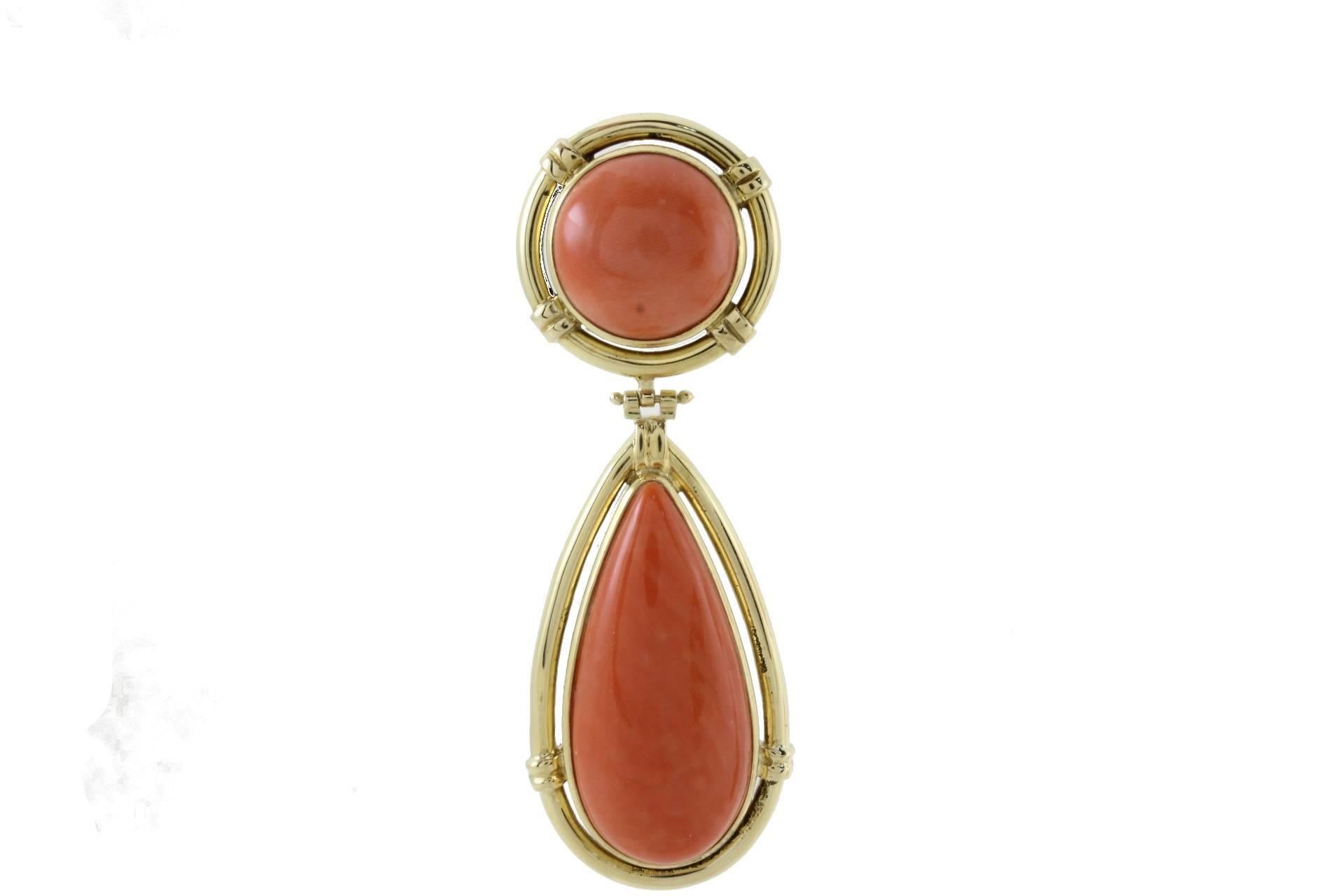 Retro Luise Coral Gold Drop Earrings
