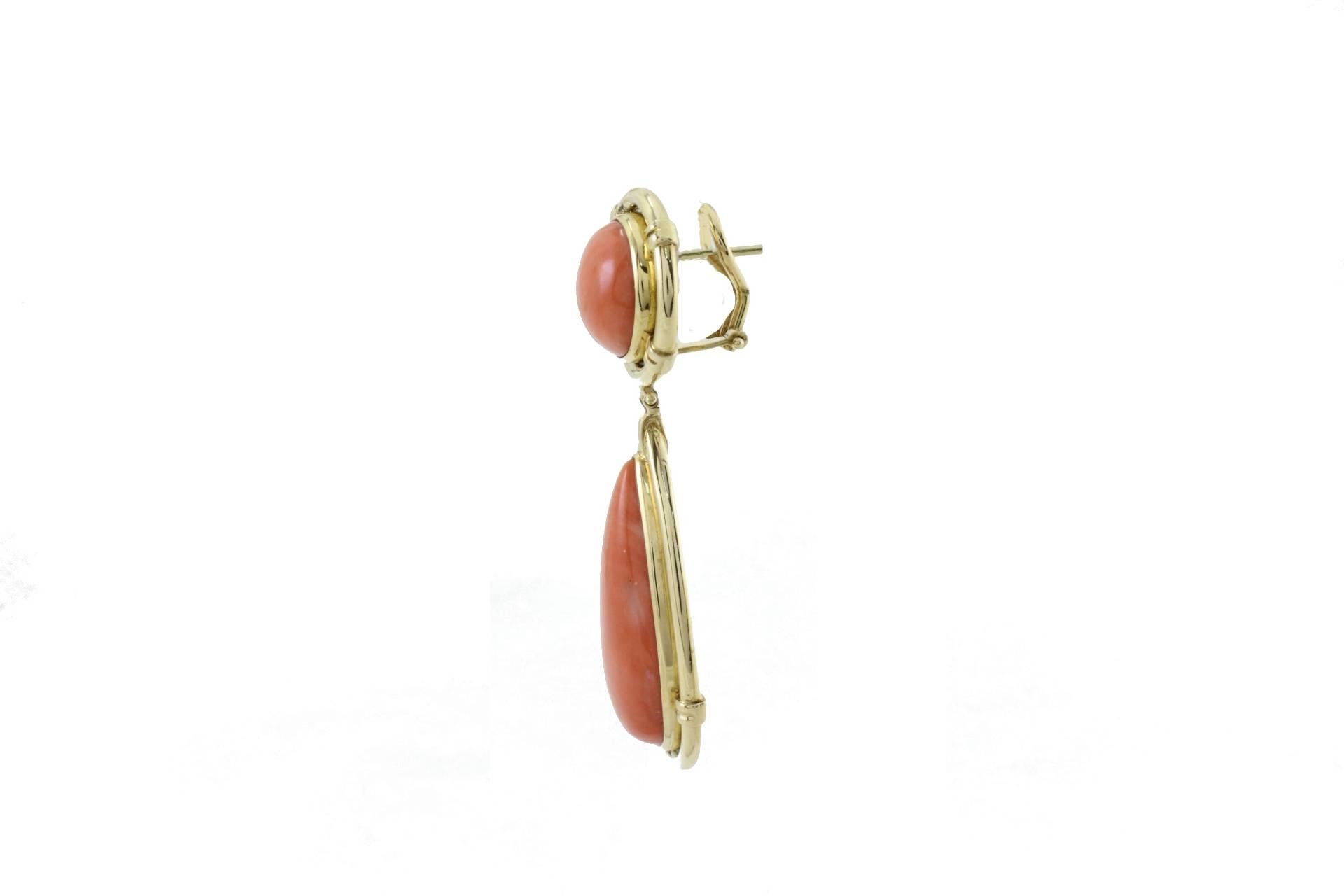 Luise Coral Gold Drop Earrings In Good Condition In Marcianise, Marcianise (CE)