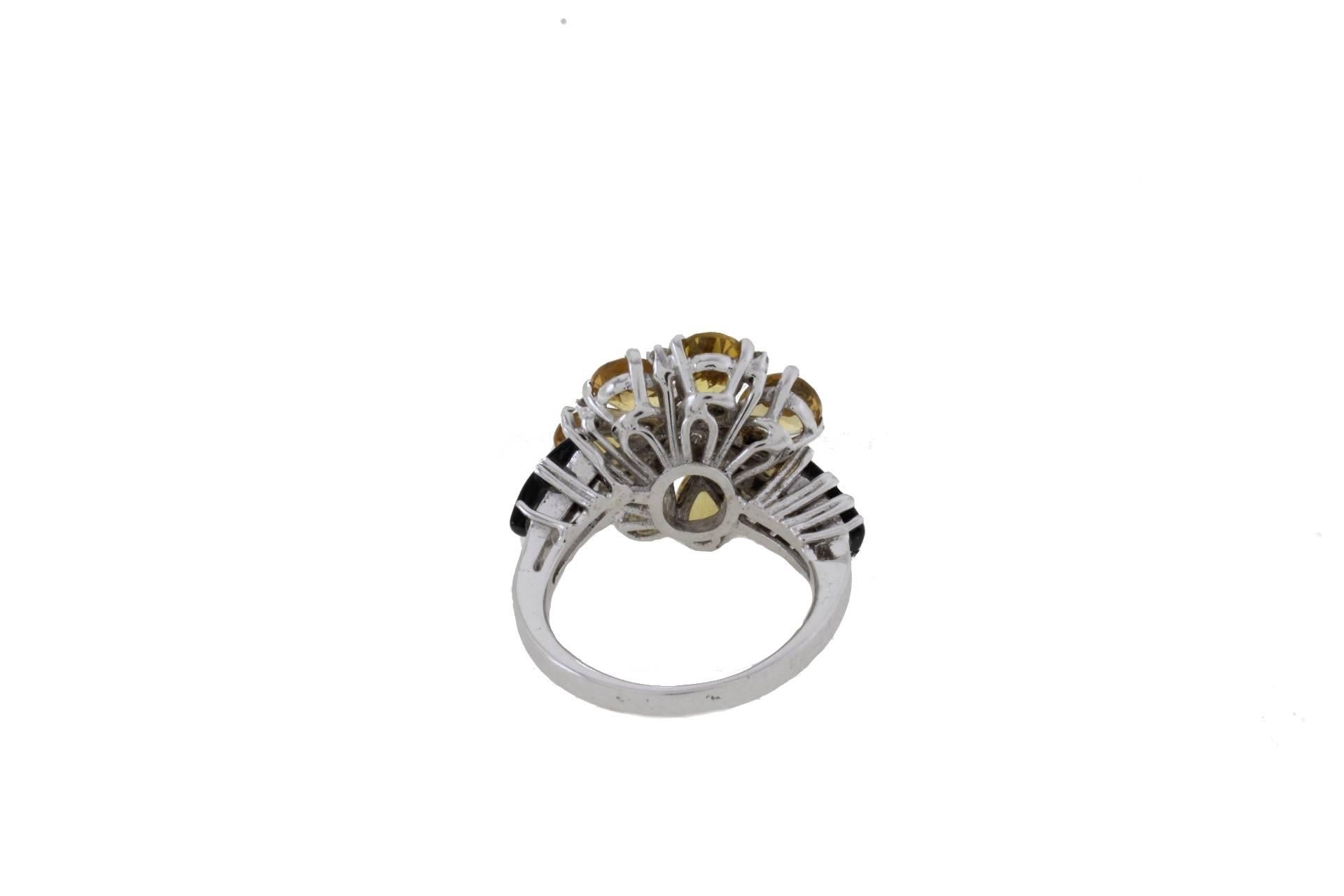  Diamanten Topas Onyx Gold Ring (Brillantschliff) im Angebot