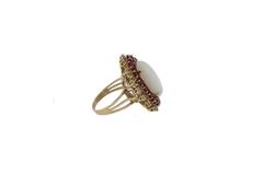 Diamonds Rubies Opal Gold Cluster Ring