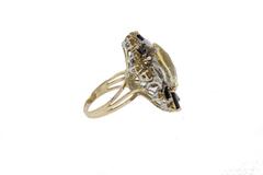 ct 13, 38 Diamonds Blue Sapphires Yellow Topaz Cluster Gold Ring