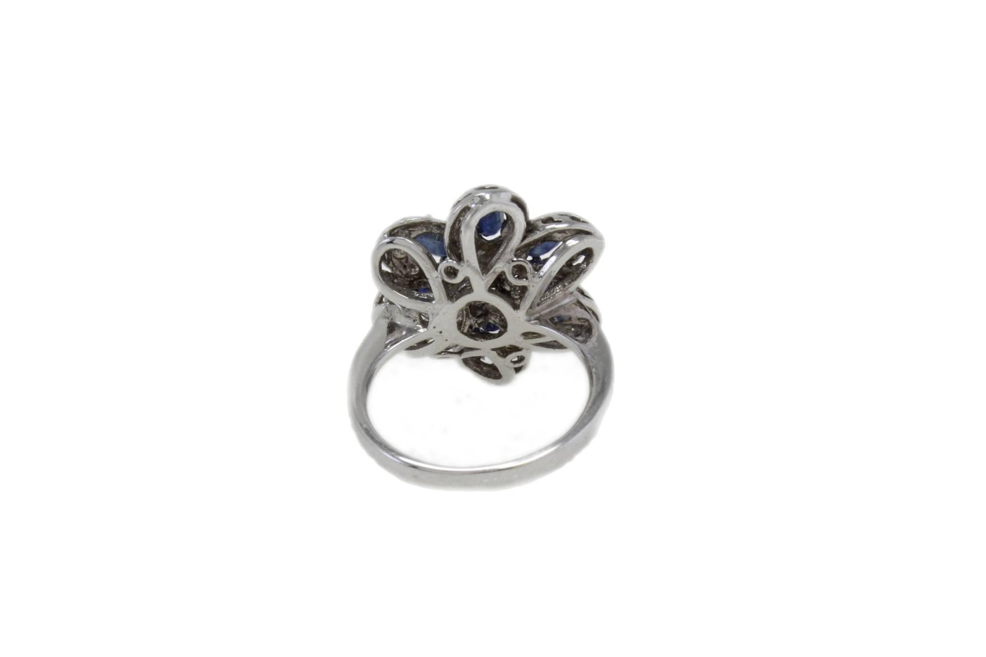 Women's Luise Gold and Silver  Diamonds Blue Sapphires Gold Fashion Ring