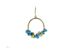 Turquoise Matrix Gold Hoop Gold Earrings