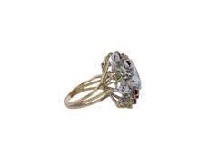 Diamonds Topaz Peridots Amethyst Tanzanite Garnet Aquamarine Cluster Gold  Ring