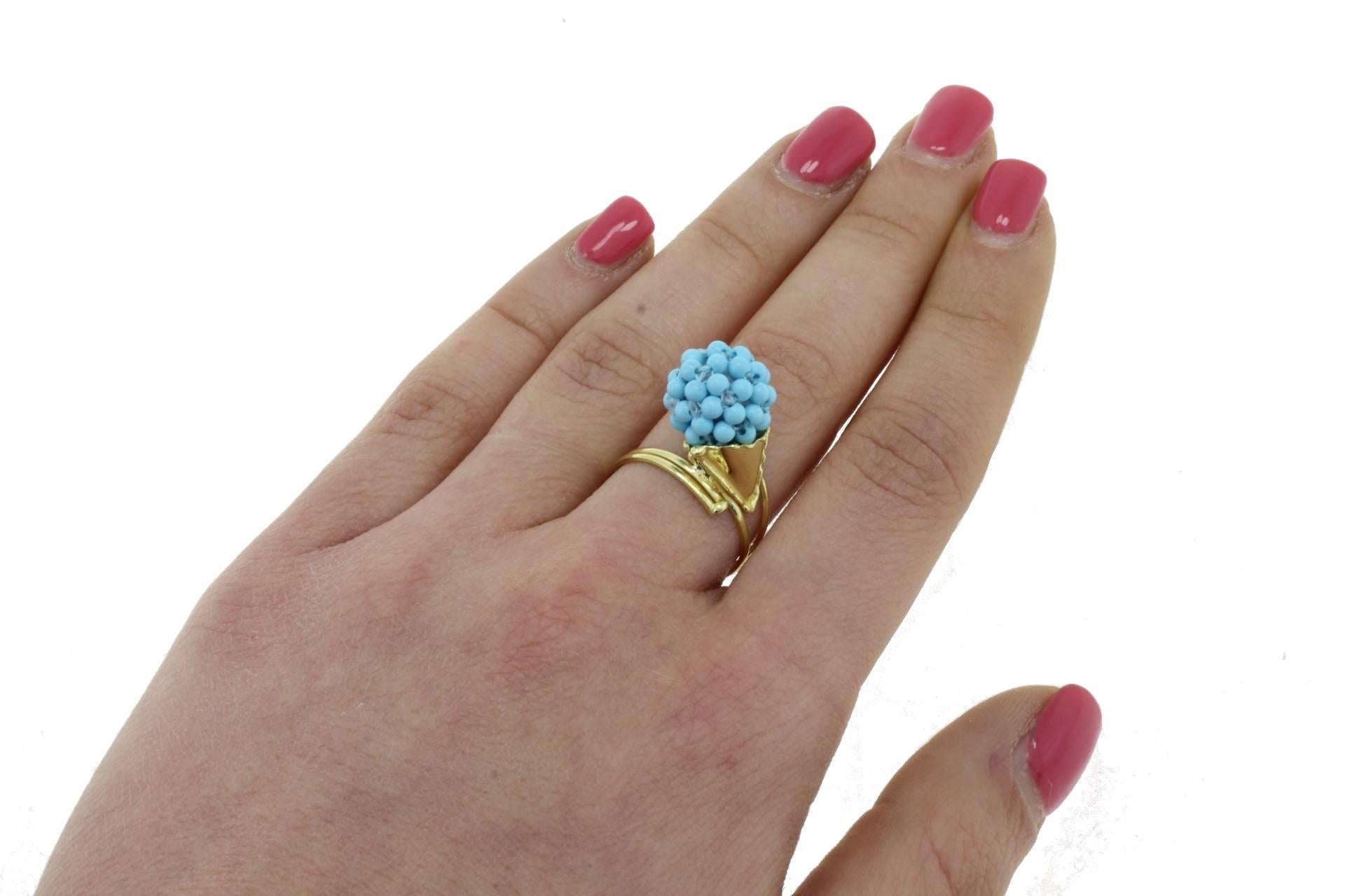  Steine 18 kt Gold Cluster-Ring mit Steinen Damen im Angebot