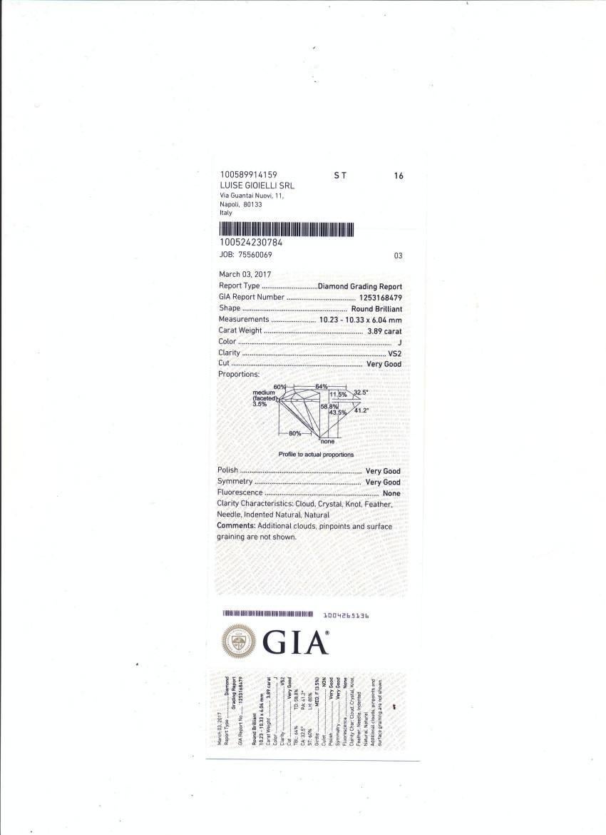 Luise Diamond GIA Certified 3.89 Karat  Yellow Gold Ring 2