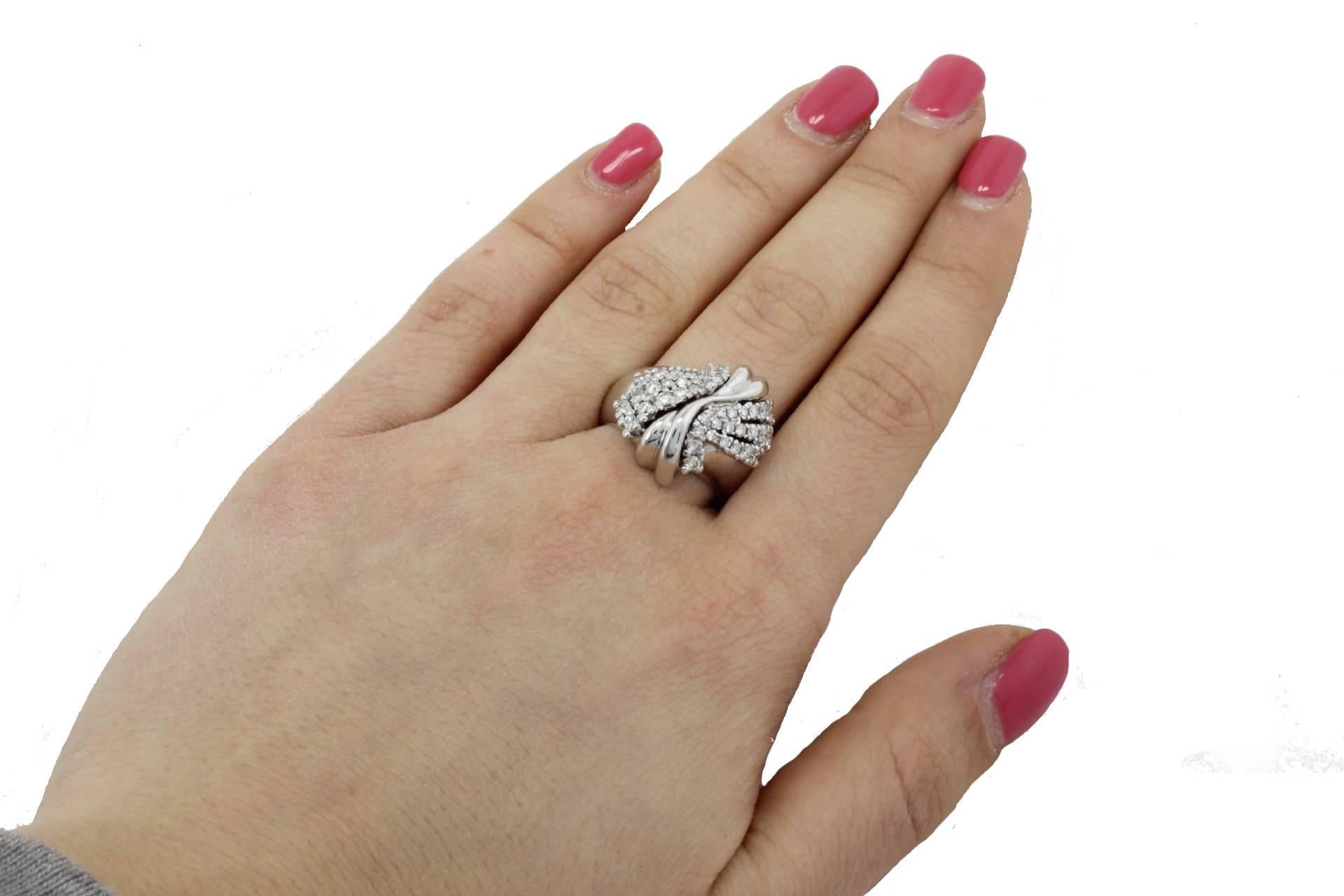 KT 1, 47 Diamond White Gold Ring In Good Condition In Marcianise, Marcianise (CE)