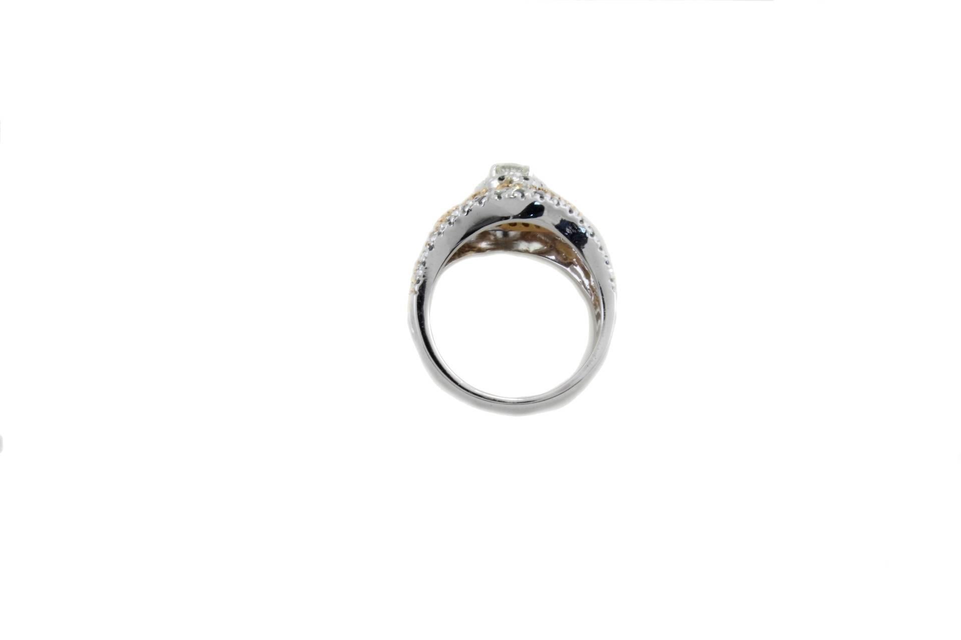 Brilliant Cut Fancy Diamond Dome Gold  Ring For Sale