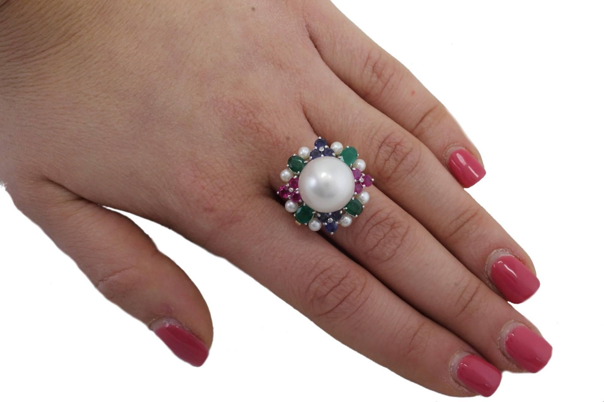  Diamond  Australian Pearl Sapphire Ruby Emerald Gold Ring 1