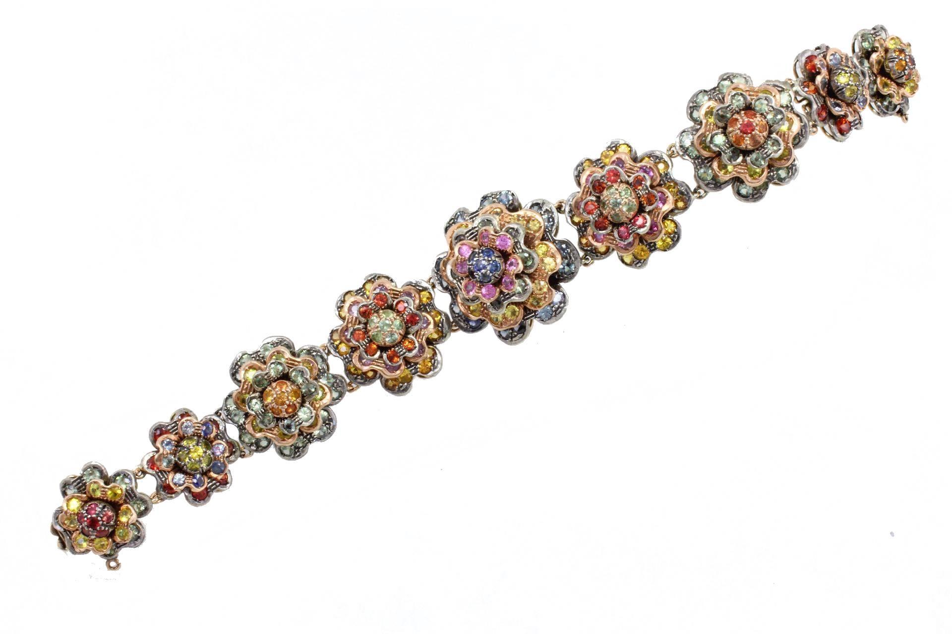 Retro KT 39, 00 Sapphire multicolor, rose gold and silver  Bracelet