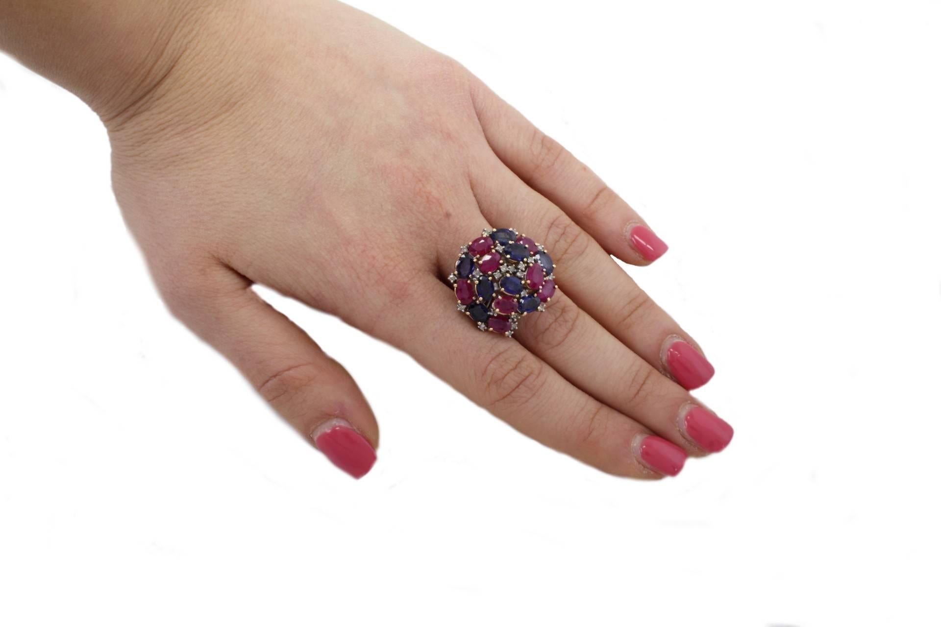 Women's Kt. 9, 92 Sapphire Ruby Diamond Gold Ring