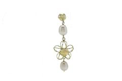 Yellow Gold Pearl Dangle Earrings