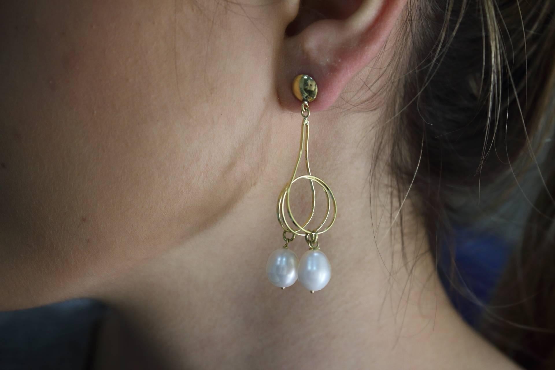 3 pearl dangle earrings