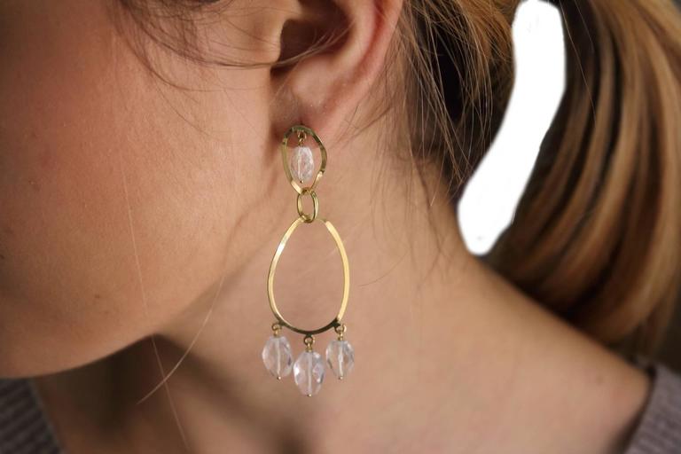 Stones Yellow Gold Dangle Earrings For Sale at 1stDibs