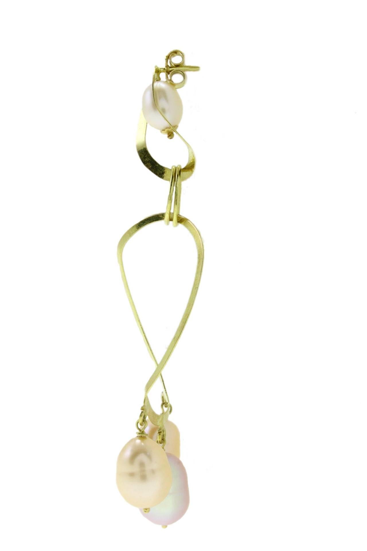 Retro Luise Yellow Gold Drop Earrings For Sale