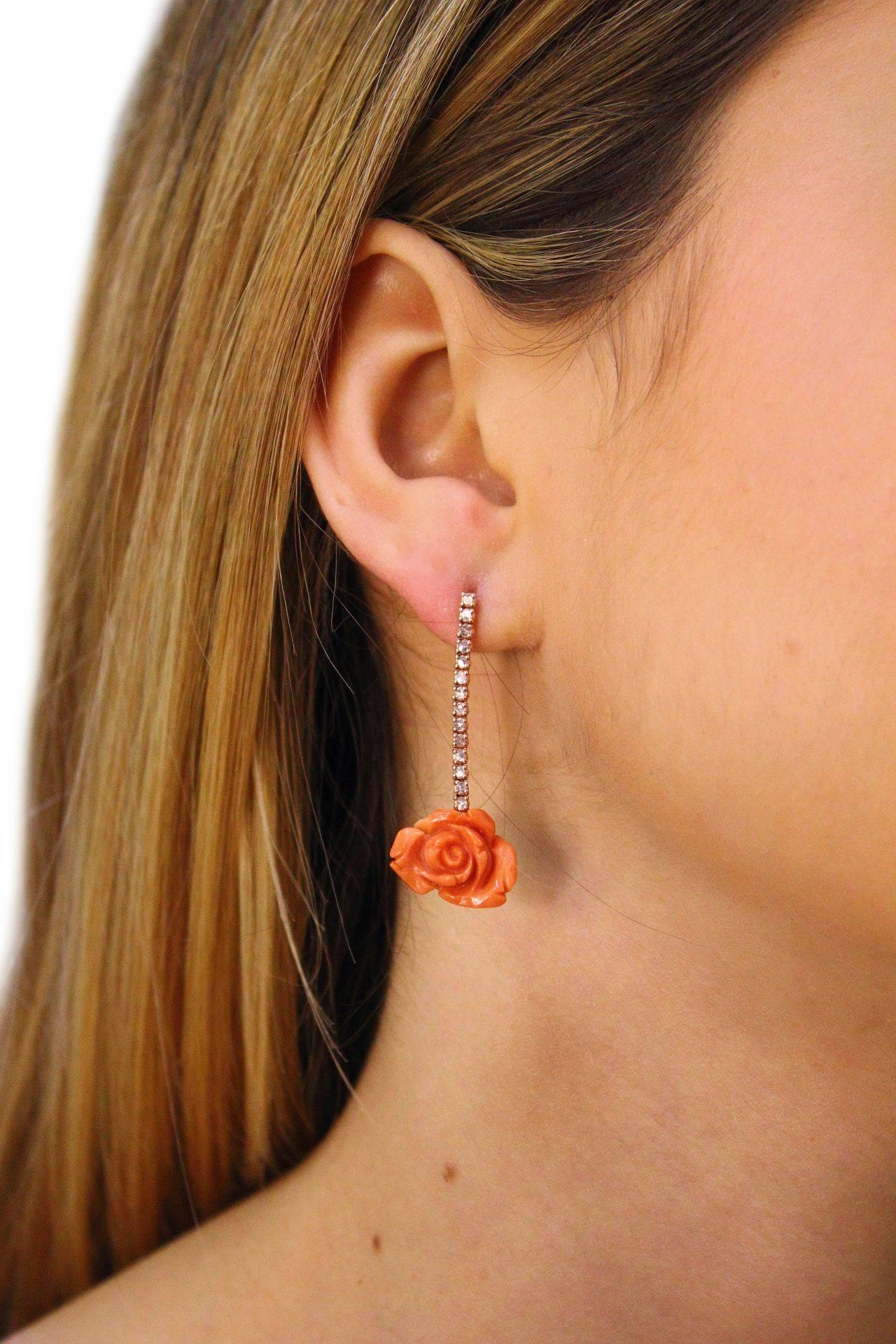 Women's Luise Coral Diamonds Dangle Earrings
