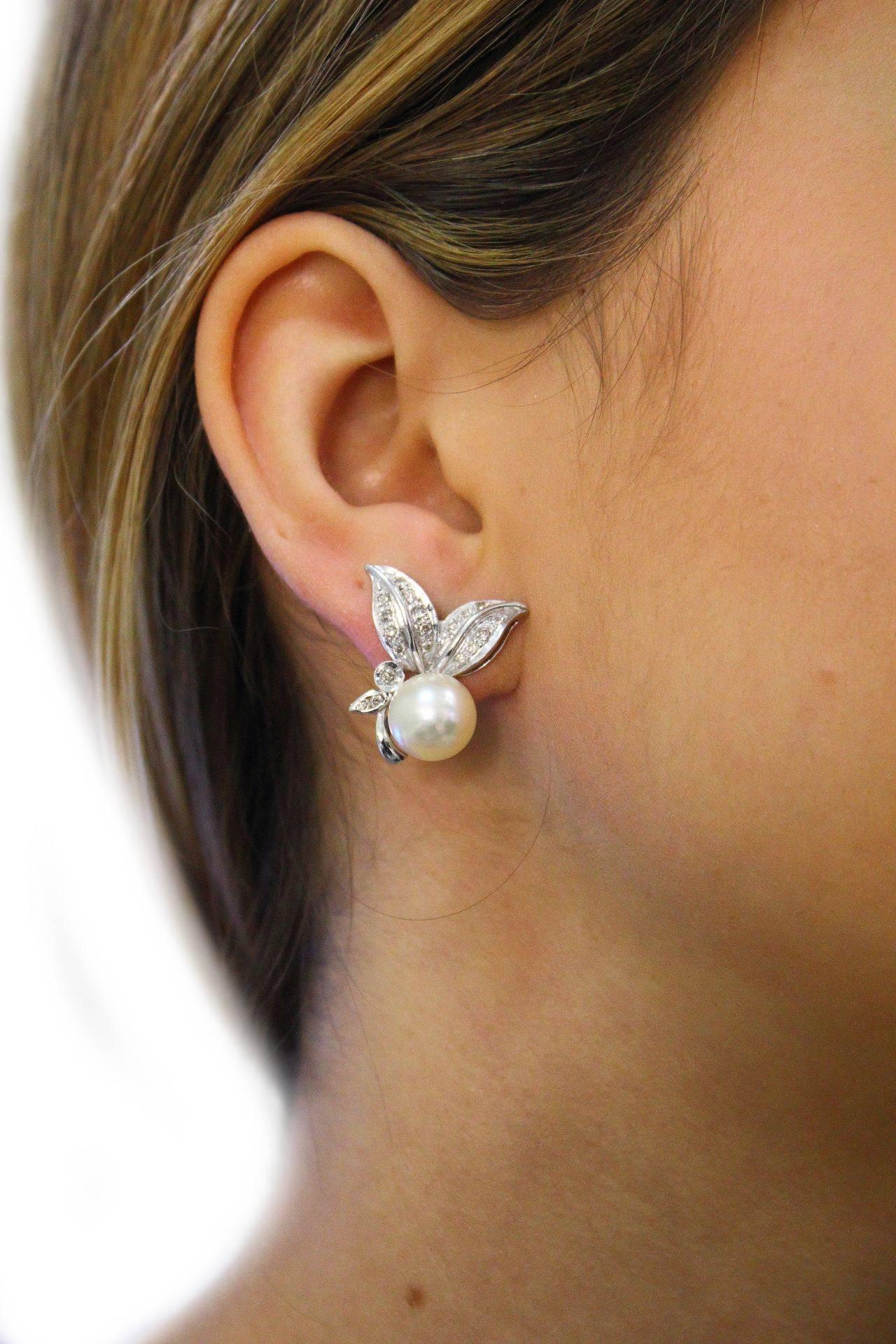 Luise Gold Diamond Pearl Earring In Good Condition In Marcianise, Marcianise (CE)