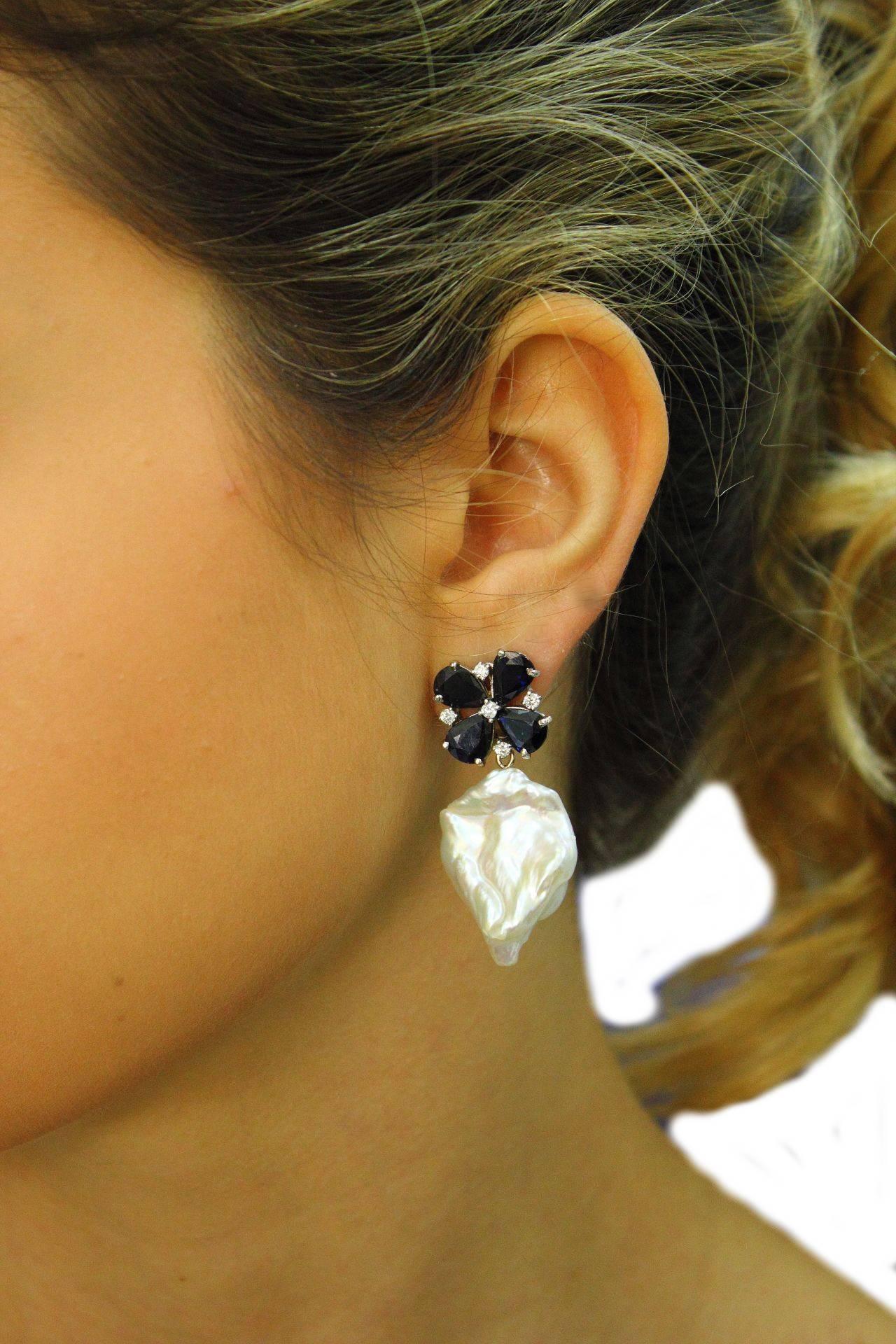 Women's Sapphire Diamond Gold Earrings