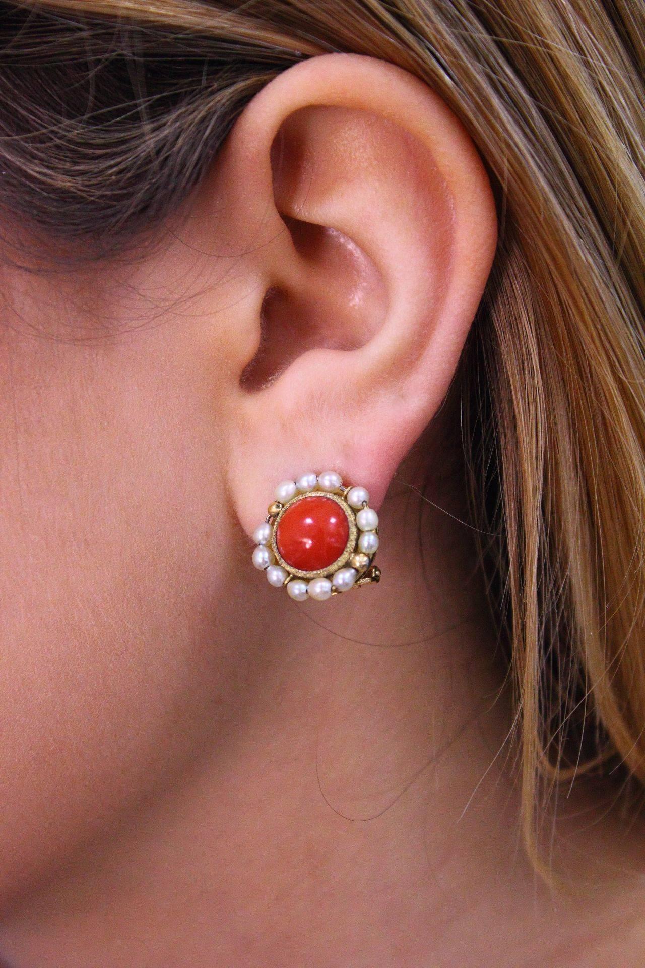 Luise Coral Pearl Earring In Good Condition In Marcianise, Marcianise (CE)