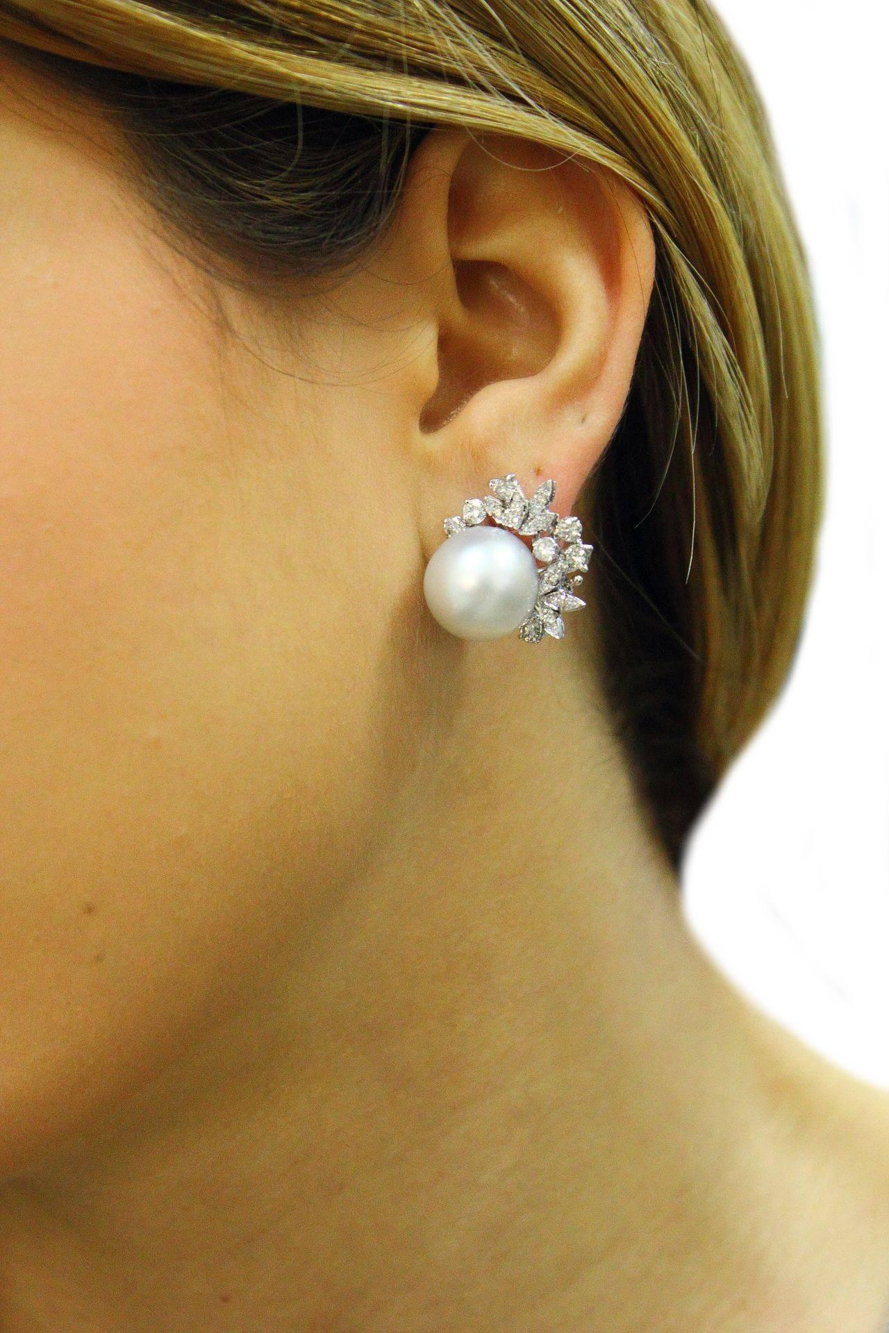 Luise Diamond Pearl Earrings In Good Condition In Marcianise, Marcianise (CE)