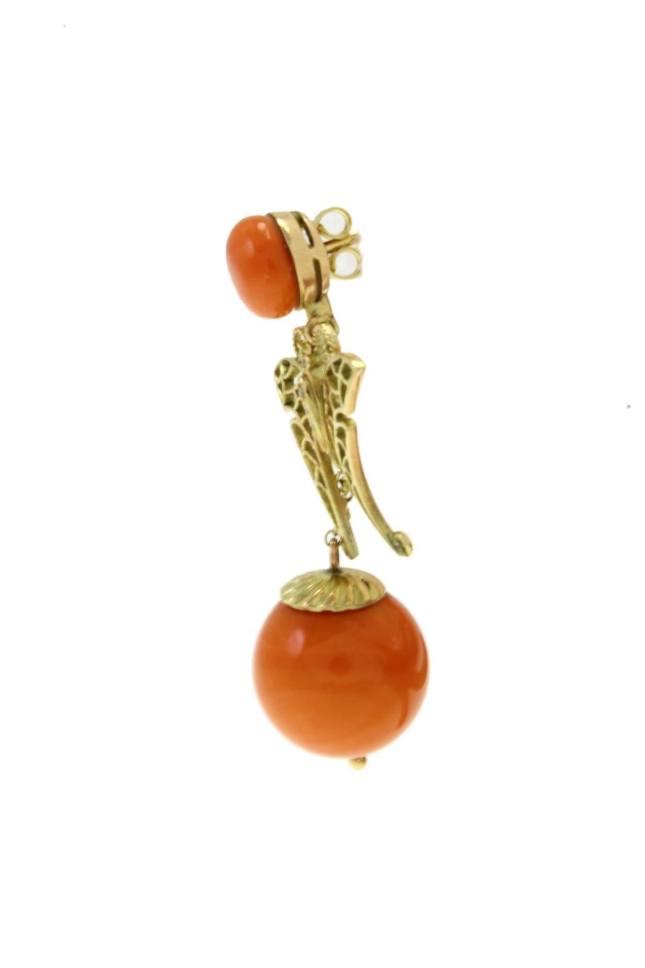 orange coral earrings
