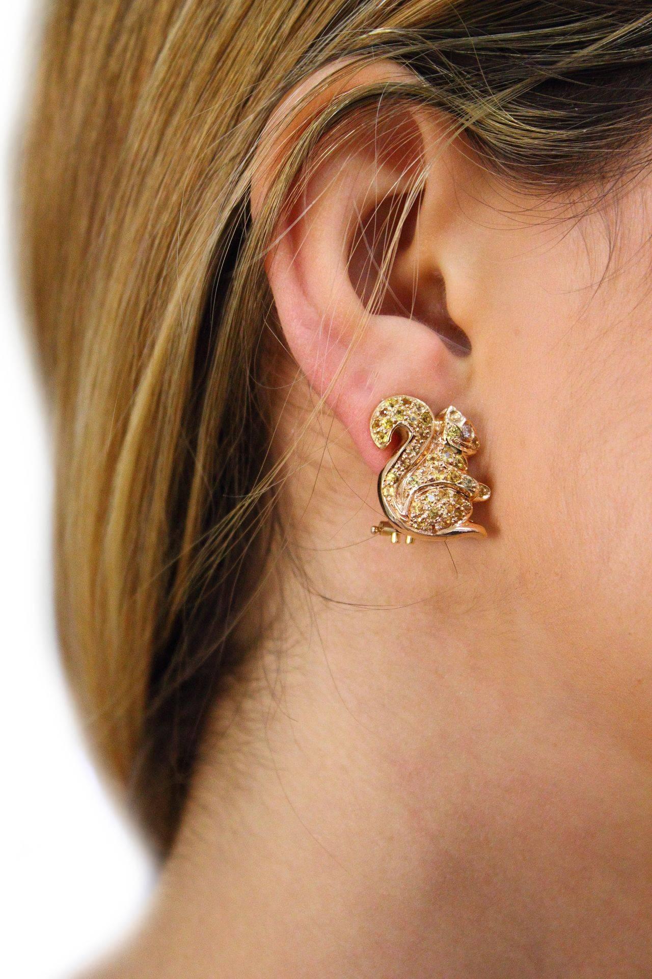 Women's Luise Yellow Sapphire Diamond Squirrel Earrings