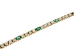 Emerald Sapphire Diamond Gold Tennis Bracelet Set at 1stDibs