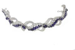 c 17,95 Zaffiro e ct 9,85 Diamante Bracciale Clamper in oro