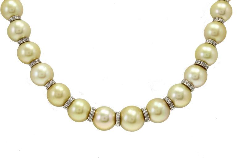 Australian Pearl Diamond Gold Necklace For Sale at 1stdibs