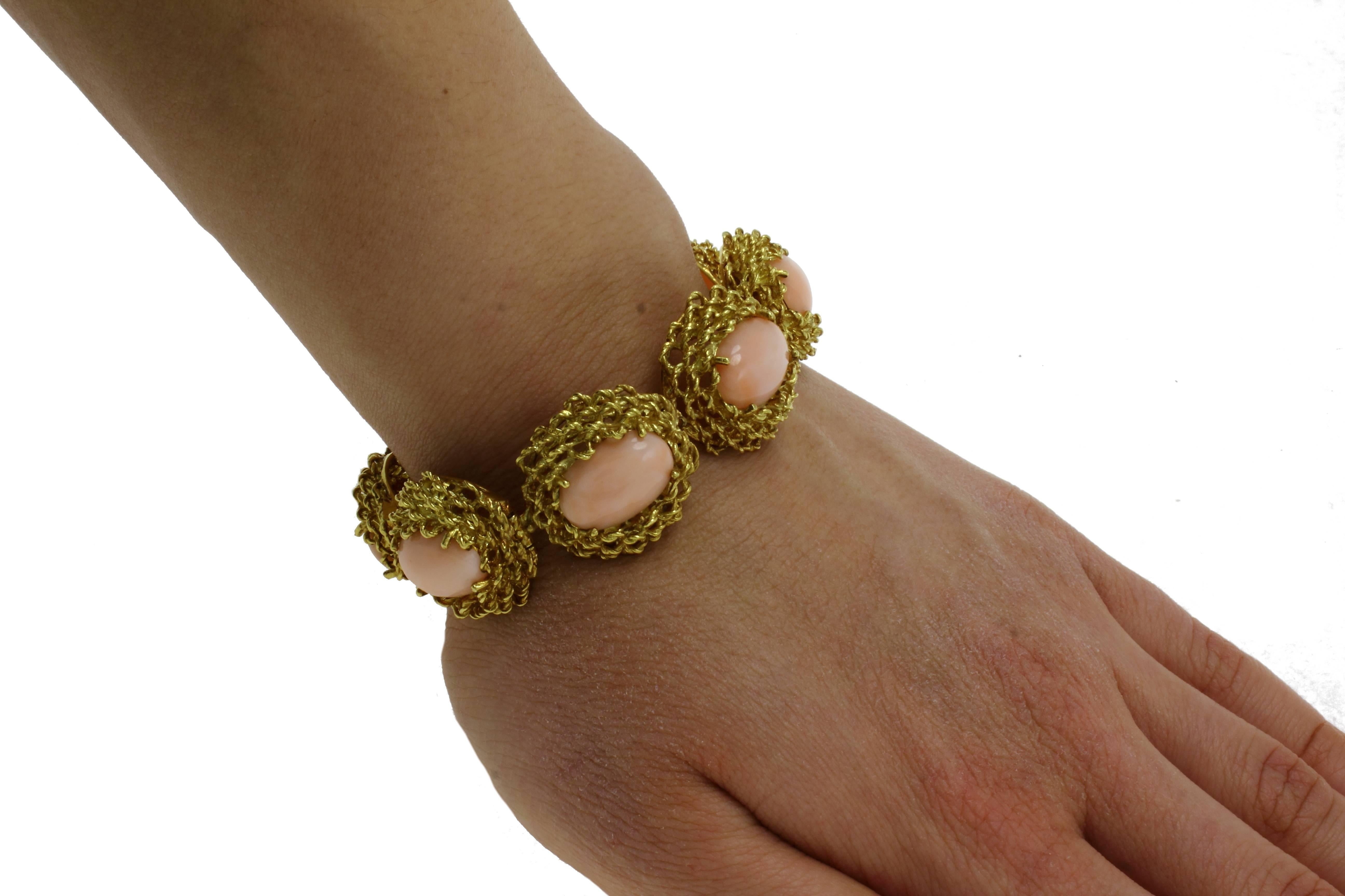 Luise Gold Coral Clamper Bracelet 1
