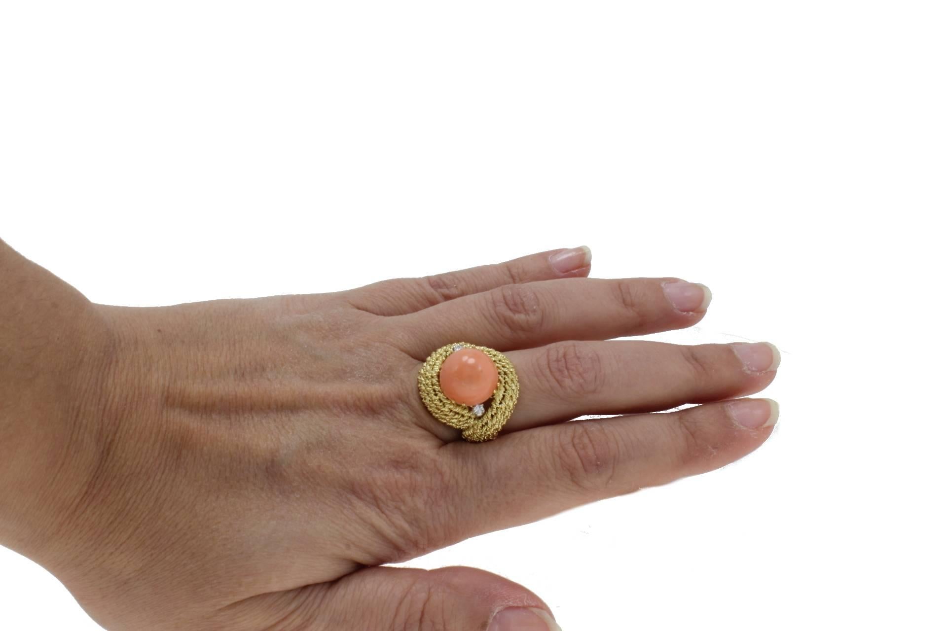 Luise Coral Diamond Gold Ring 1