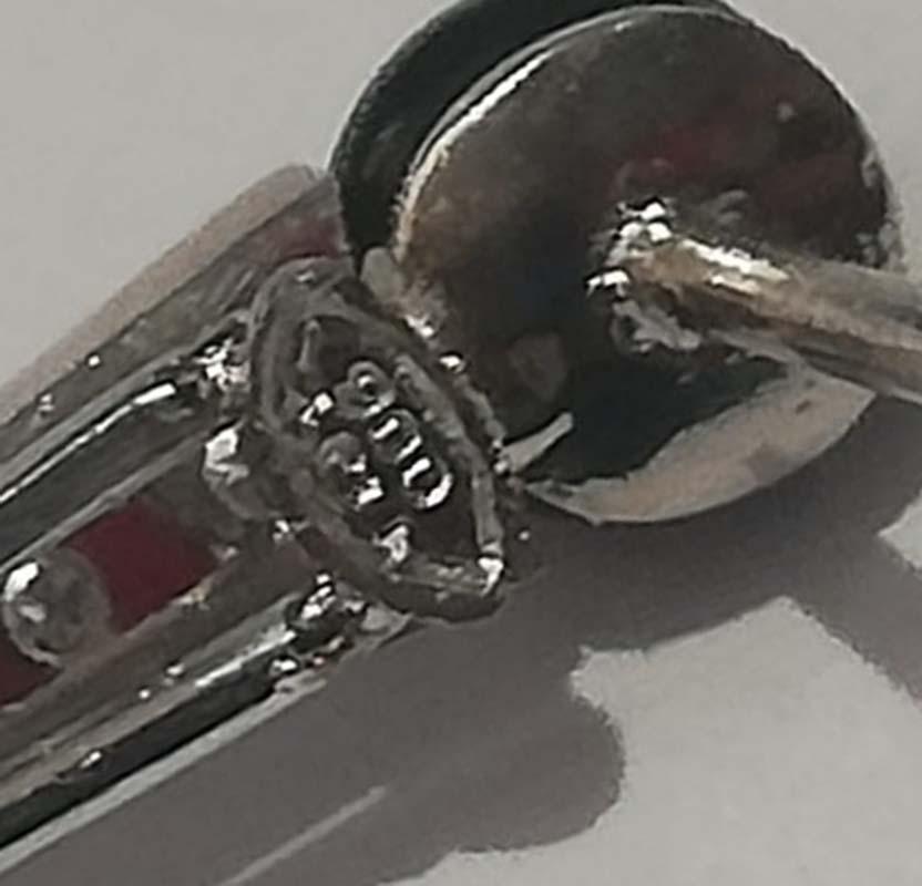 Corail, rubis, onyx, diamants, platine Boucles d'oreilles. Pour femmes en vente